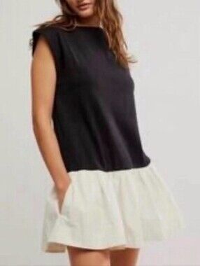 Free People Simply Smitten Black & White Mini Dress OB1297645